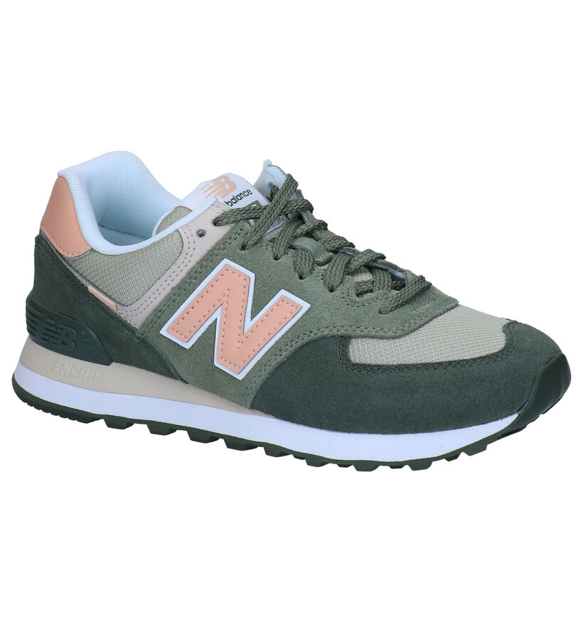 New Balance WL574 Baskets en rose en cuir (293644)