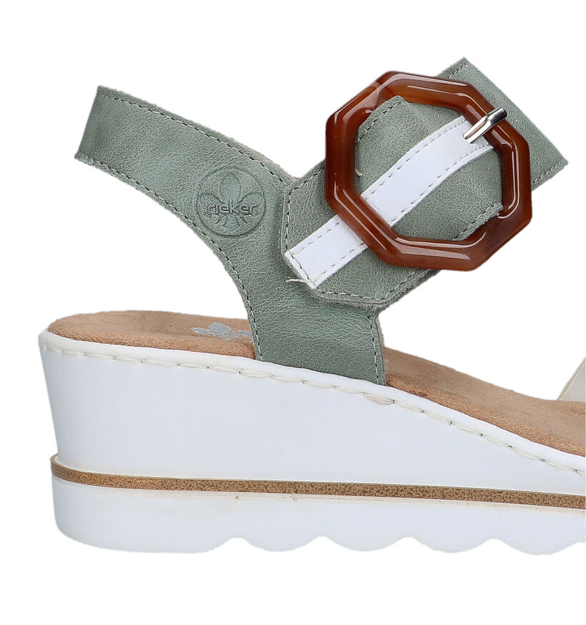 Rieker Sandales talon compensé en Blanc pour femmes (354959)