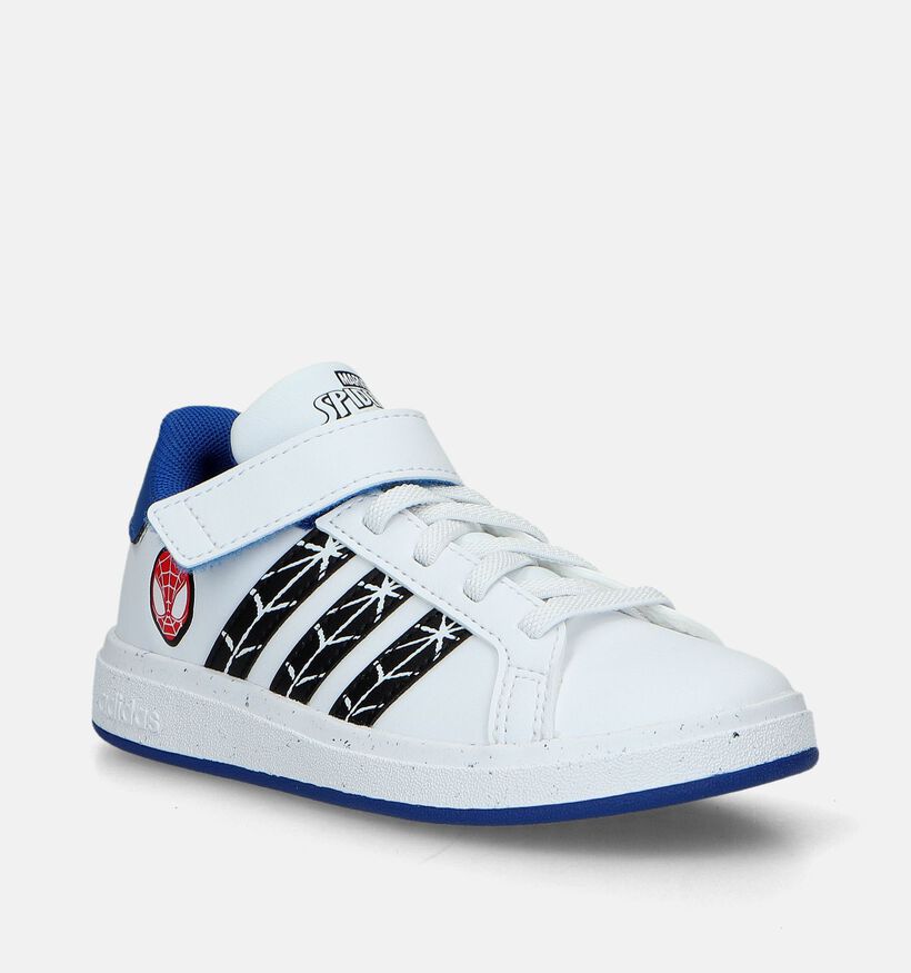 adidas Grand Court Spiderman Baskets en Blanc pour gar&ccedil;ons (341697)