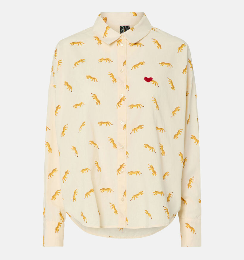 Pieces Janna Small Tigers Blouse en Ecru pour femmes (367074)