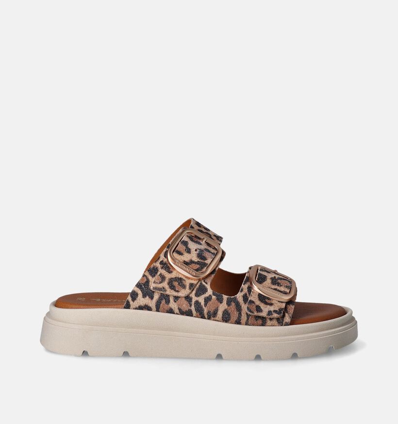 Tamaris Nu-pieds plates Leopard en Marron pour femmes (354321)