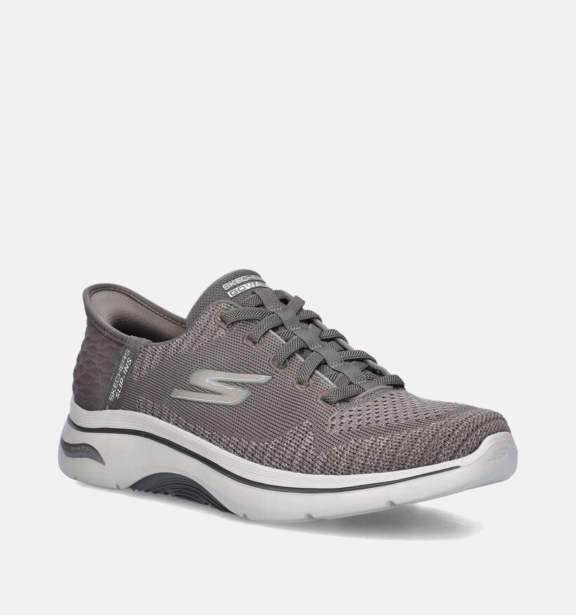 Skechers Go Walk Arch Fit Baskets en Taupe pour hommes (350315) - pour semelles orthopédiques