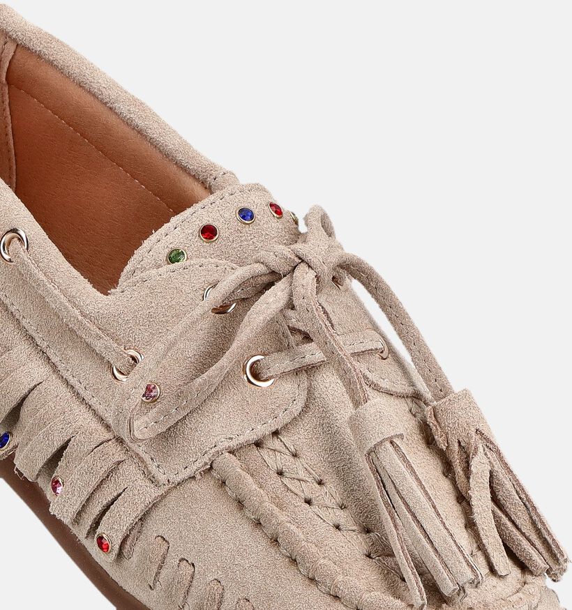 Poelman Donkerbeige Bootschoenen voor dames (384299)