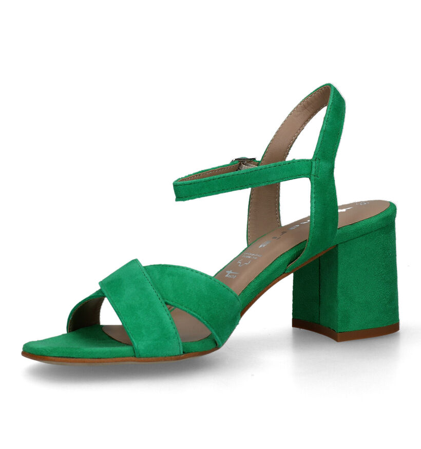 Tamaris Sandales avec talon carré en Vert pour femmes (334257)