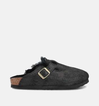 Birkenstock Slippers Suede Shimmering Black/Suede Shimmering Faded Purple