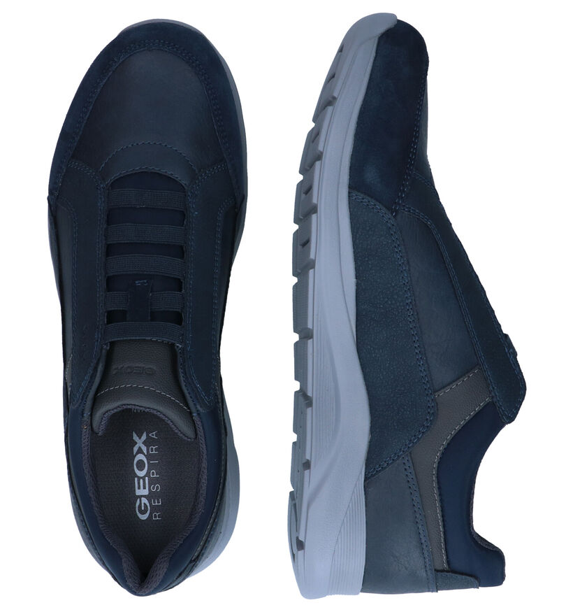 Geox Damiano Chaussures Slip-on en Bleu en cuir (294055)