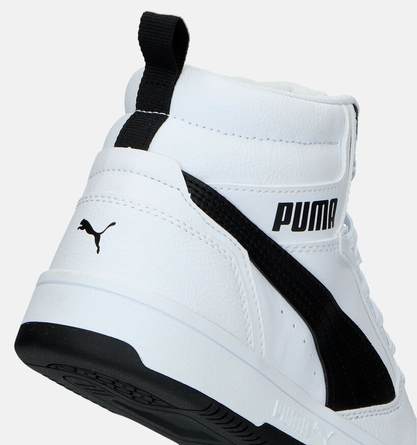 Puma Rebound V6 Mid Baskets en Blanc pour filles, garçons (334475) - pour semelles orthopédiques