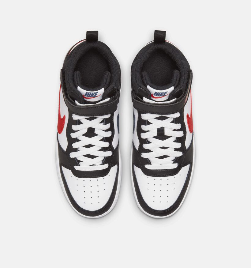 Nike Court Borough Mid 2 Baskets montantes en Noir/Rouge pour gar&ccedil;ons (377281)