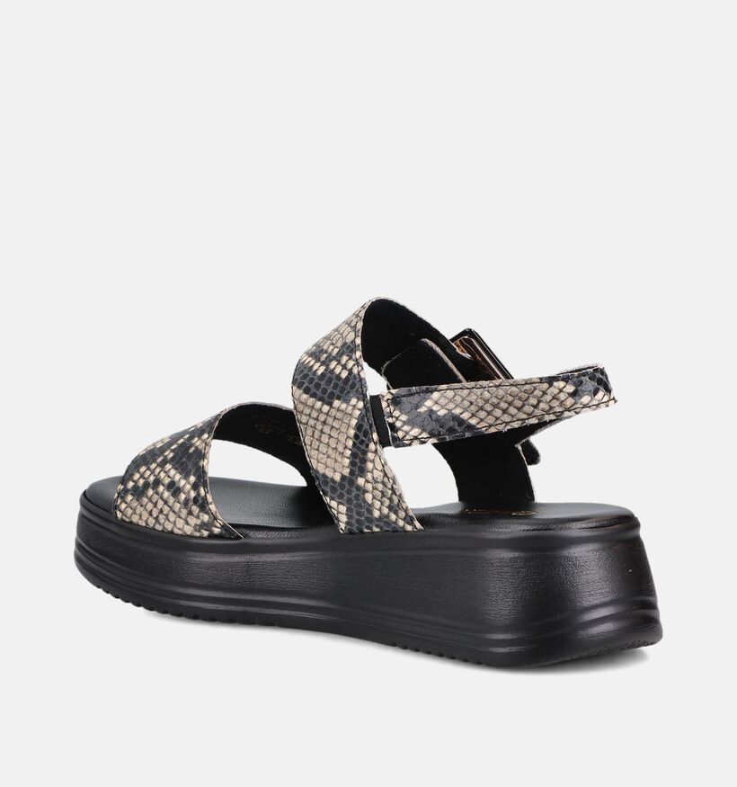 Gabor Python Sandales compens&eacute;es en Noir pour femmes (371173)