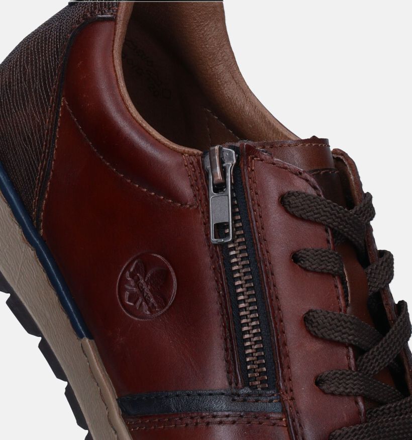 Rieker Donkerbruine Rits-Veterschoenen voor heren (379813)