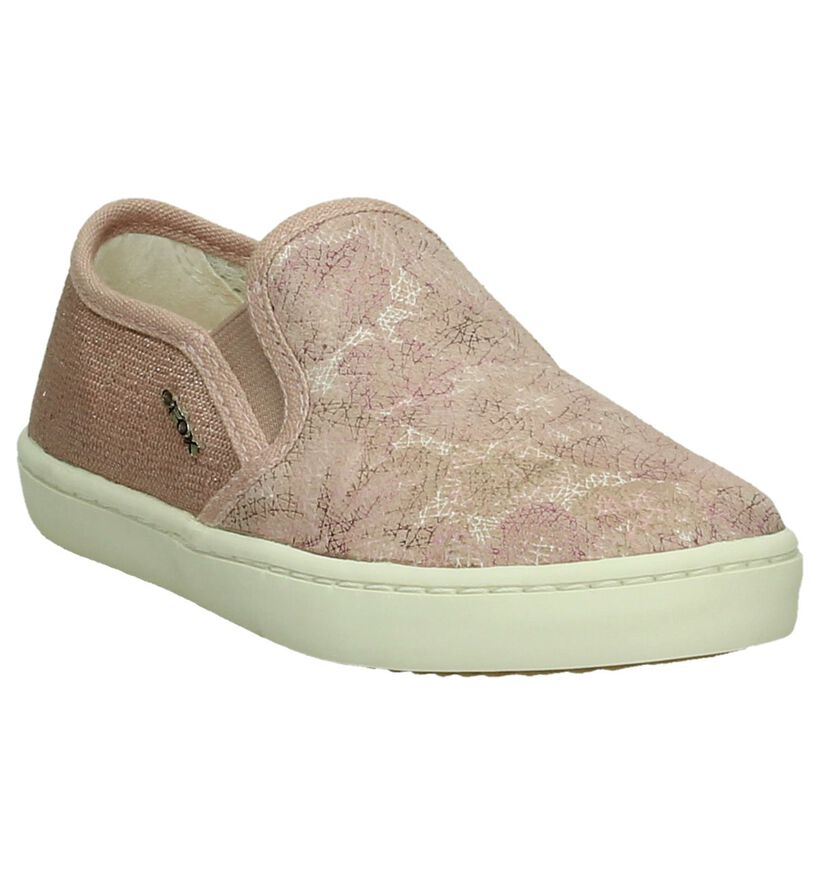 Geox Chaussures slip-on en Beige clair en textile (265765)