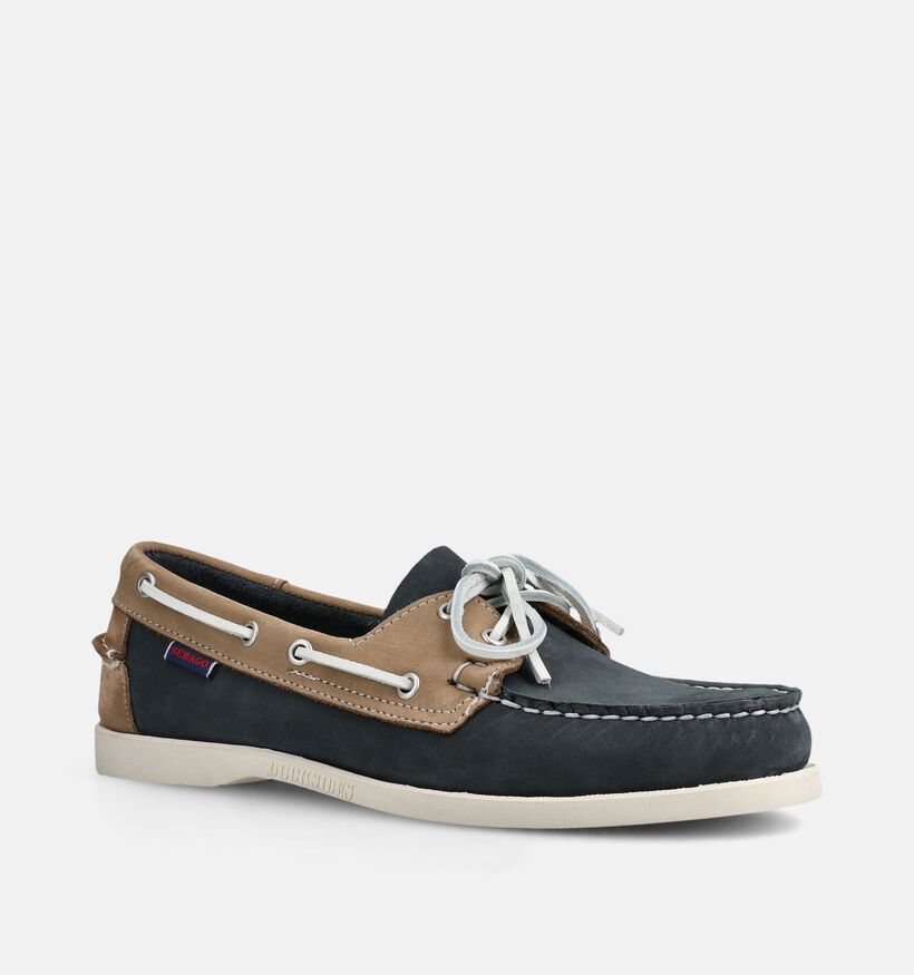 Sebago Dockside Portland Spinnaker Chaussures bateau en Bleu fonc&eacute; pour hommes (370256)