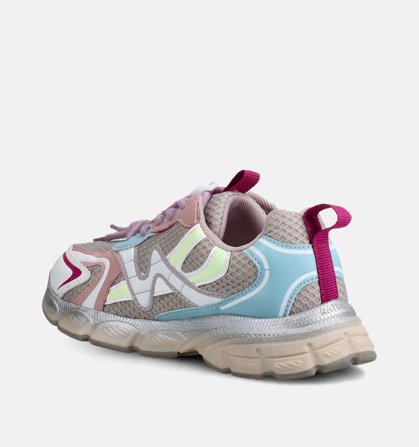 Naturino Wave Lichtbeige/Colorblock Sneakers voor meisjes (371552) - geschikt voor steunzolen