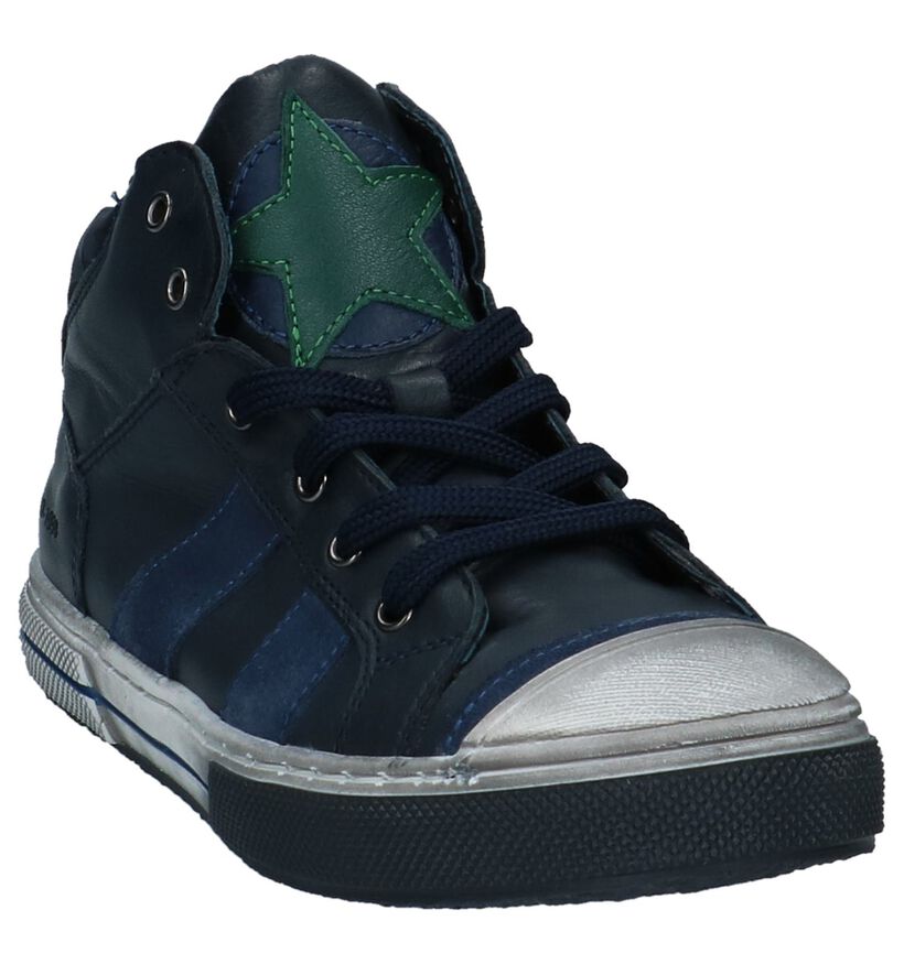 Little David Lucas Donker Blauwe Hoge Sneakers in leer (232488)