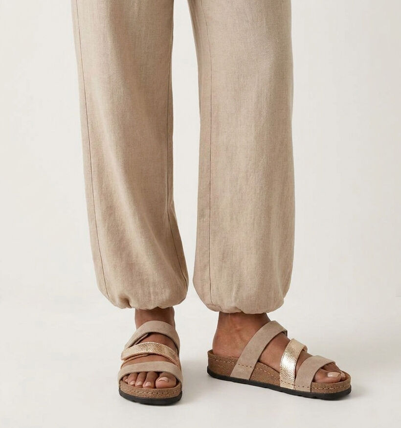 Comfort Lily Plus Nu-pieds compens&eacute;es en Beige Fonc&eacute; pour femmes (373785)