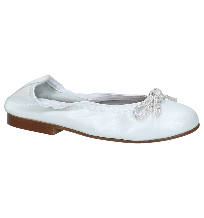 Witte Eli Ballerina's met Strik in leer (217020)