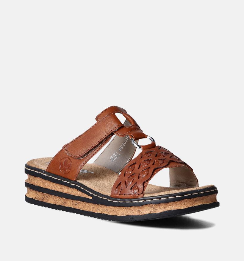 Rieker Cognac Slippers met sleehak voor dames (354946)