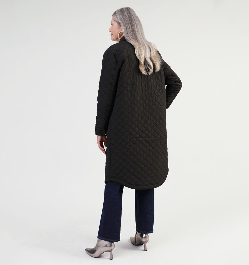 JDY Jennifer Quilt Long Manteau en Noir pour femmes (340433)