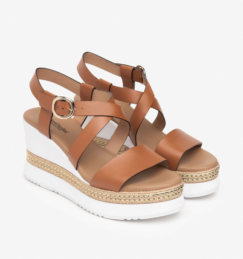 NeroGiardini Cognac Sandalen met sleehak voor dames (356027)