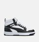 Puma Rebound V6 Mid Baskets en Noir pour filles, garçons (359218) - pour semelles orthopédiques