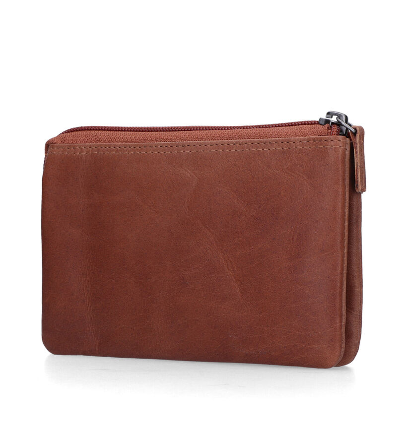 Euro-Leather Porte-monnaie zippé en Cognac pour femmes (333045)