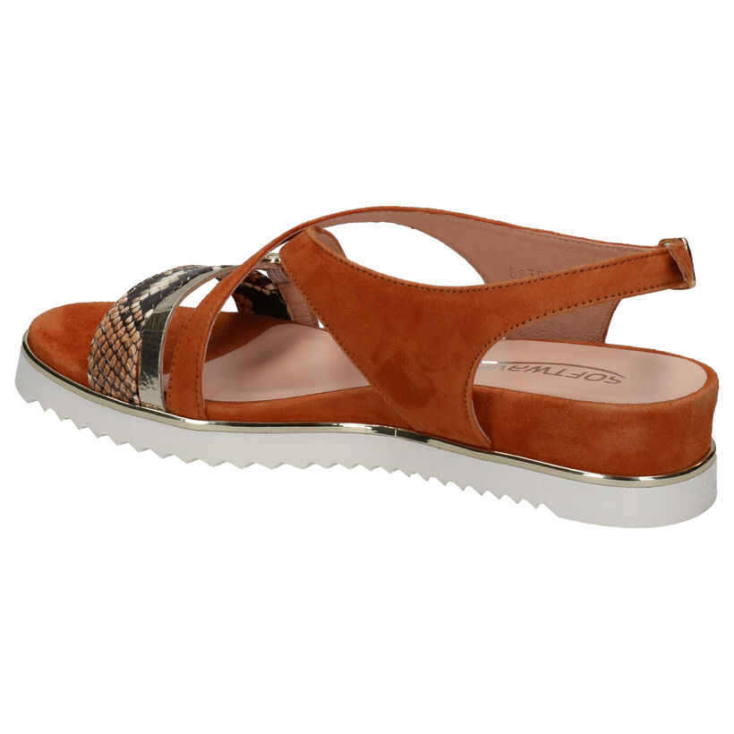 Softwaves Oranje Sandalen in daim (275384)