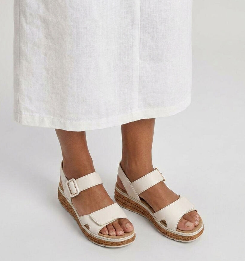 Rieker Witte Sandalen met sleehak voor dames (370397)