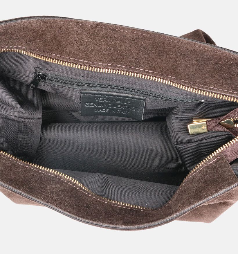 Via Limone Donkerbruine Schoudertas met Gevlochten Schouderriem voor dames (385058)