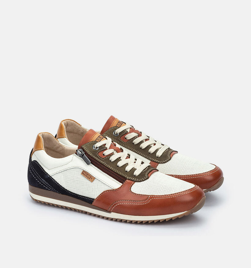 Pikolinos Liverpool Witte/Cognac Rits-Veterschoenen voor heren (370605) - geschikt voor steunzolen