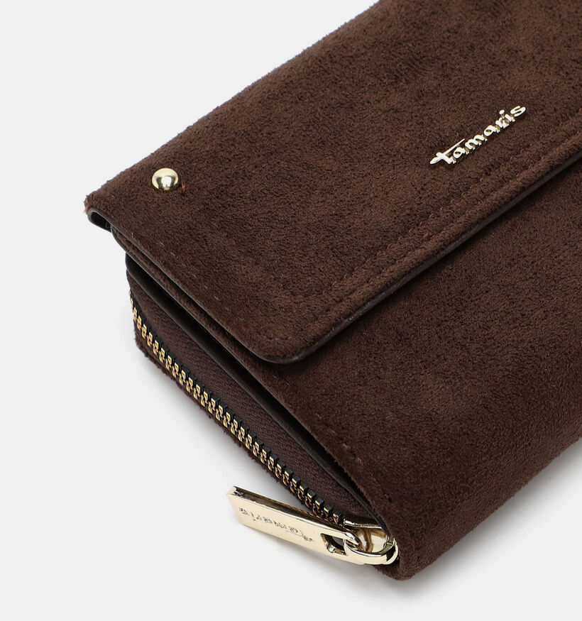 Tamaris Marina Suede Porte-monnaie zipp&eacute; en Brun fonc&eacute; pour femmes (378800)