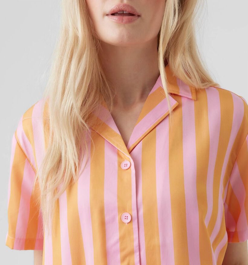 Vero Moda Vikitika Blouse rayé en Rose Orange pour femmes (327022)