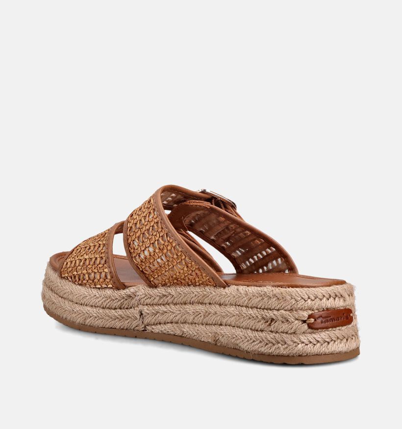 Tamaris Bruine Slippers met Gevlochten Platformzool voor dames (371713)