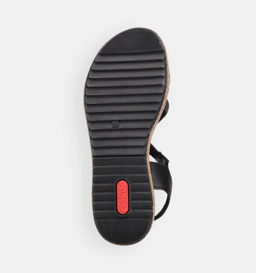 Rieker Zwarte Sandalen met sleehak voor dames (370429)