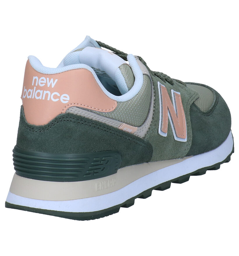 New Balance WL574 Baskets en rose en cuir (293644)