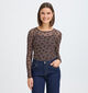 Fransa Deta Donkerbruine Mesh Top voor dames (379943)