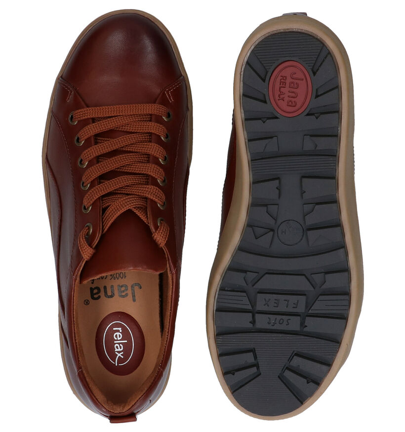 Jana Cognac Veterschoenen in leer (280894)