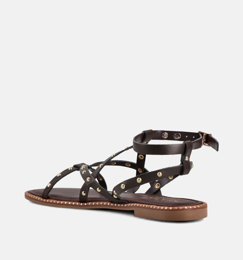 Scapa Sandales plates en Brun fonc&eacute; pour femmes (373296)