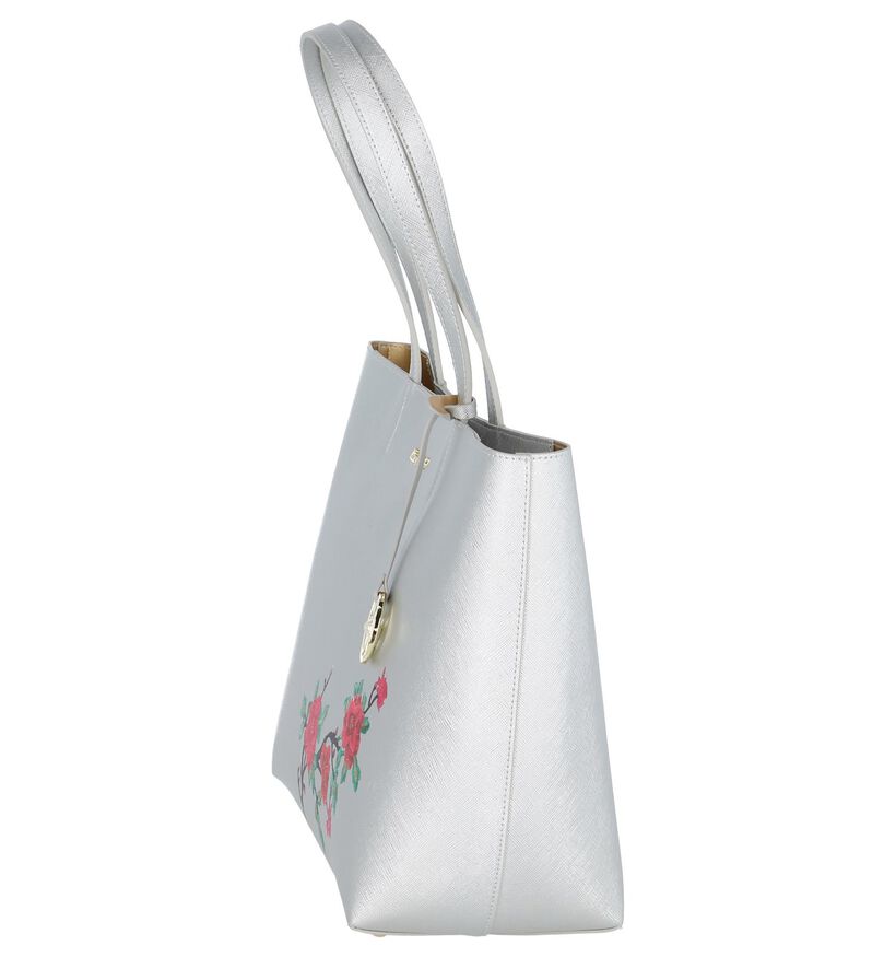 Zilveren Shopper Tas Kisses Of Pearl met Bloemen in kunstleer (218412)