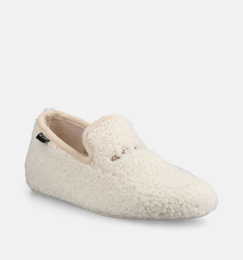 Scapa Ecru Teddy Pantoffels voor dames (380852) - geschikt voor steunzolen