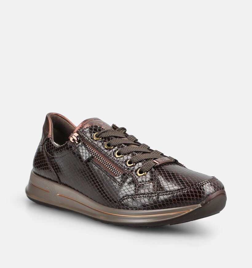 Ara Osaka 2.0 Donkerbruine Schoenen met Veter en Rits voor dames (379997) - geschikt voor steunzolen