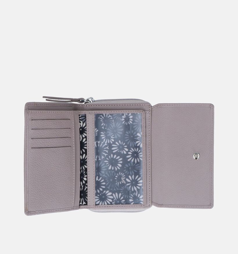 Euro-Leather Porte-monnaie zippé en Beige pour femmes (353539)
