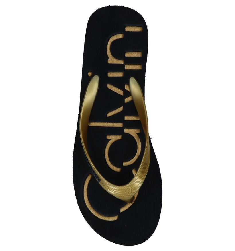 Calvin Klein Tamber Gouden Teenslippers, , pdp