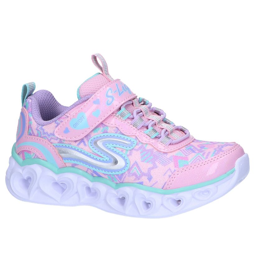 Skechers Heart Lights Zwarte Sneakers in stof (265173)