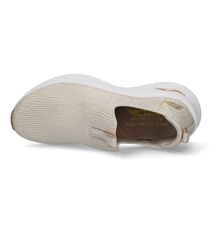 Skechers Arch Fit D'Lux Glimmer Dust Beige Slip-on sneakers voor dames (325457) - geschikt voor steunzolen