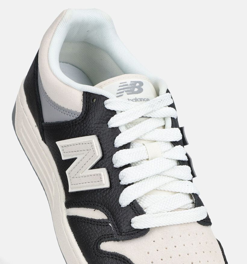 New Balance 480 Baskets en Noir/Ecru pour hommes (375125) - pour semelles orthop&eacute;diques
