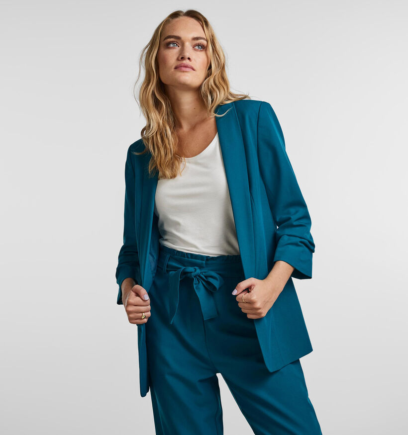 Pieces Boss Blazer long en Turquoise pour femmes (332839)