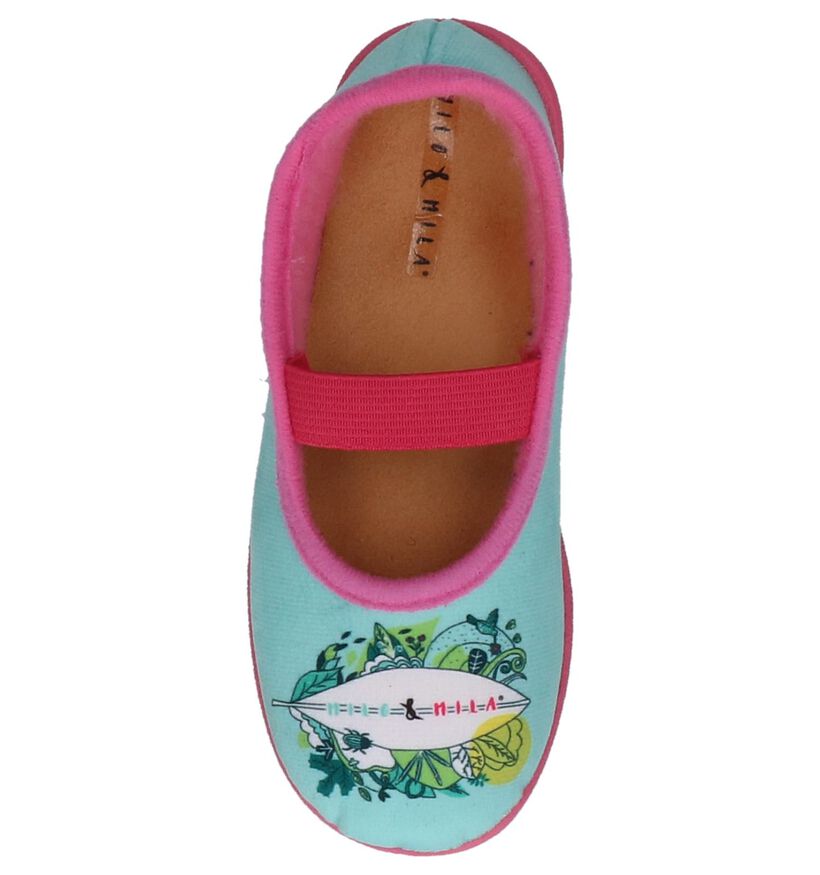 Milo & Mila Sicil Turquoise Pantoffels in stof (235558)