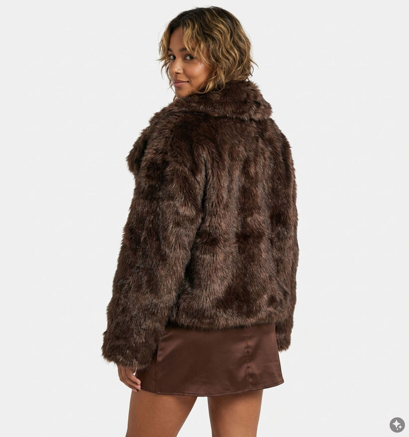 Laurent David Donkerbruine Fluffy Jas voor dames (382020)