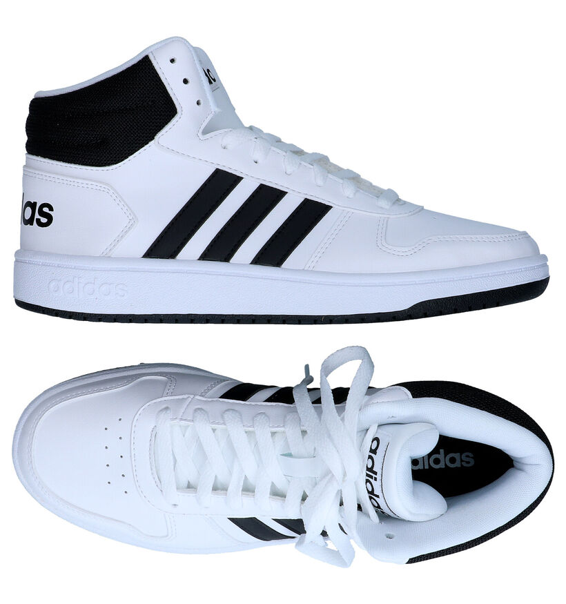 adidas Hoops 2.0 Mid Zwarte Sneakers in kunstleer (299547)