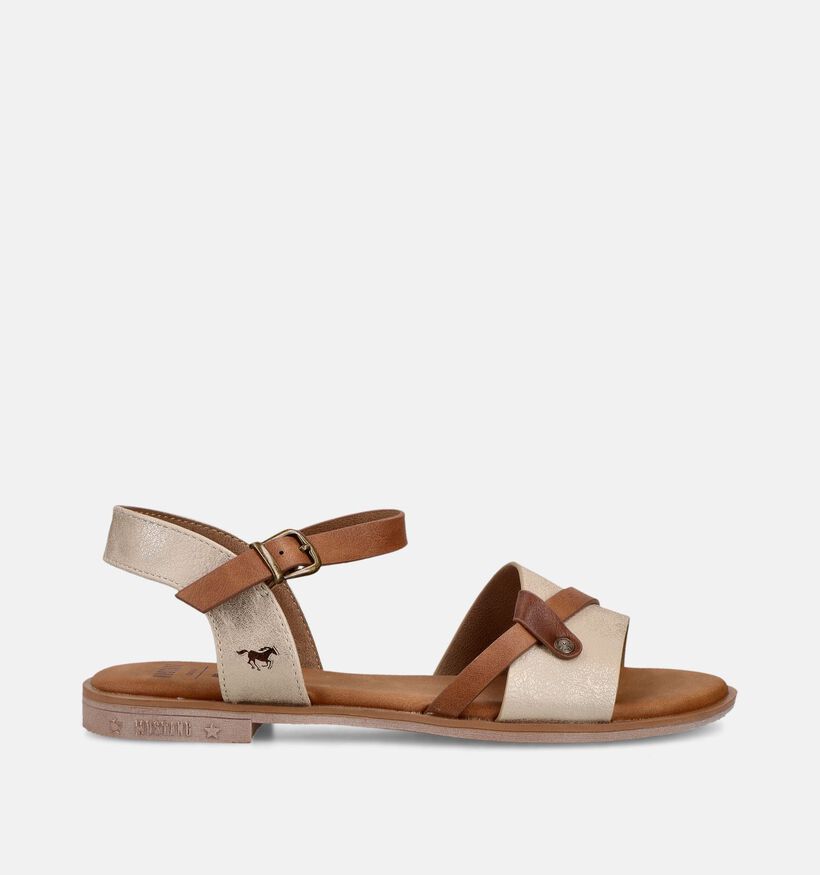 Mustang Sandales plates en Beige/Marron pour femmes (372125)